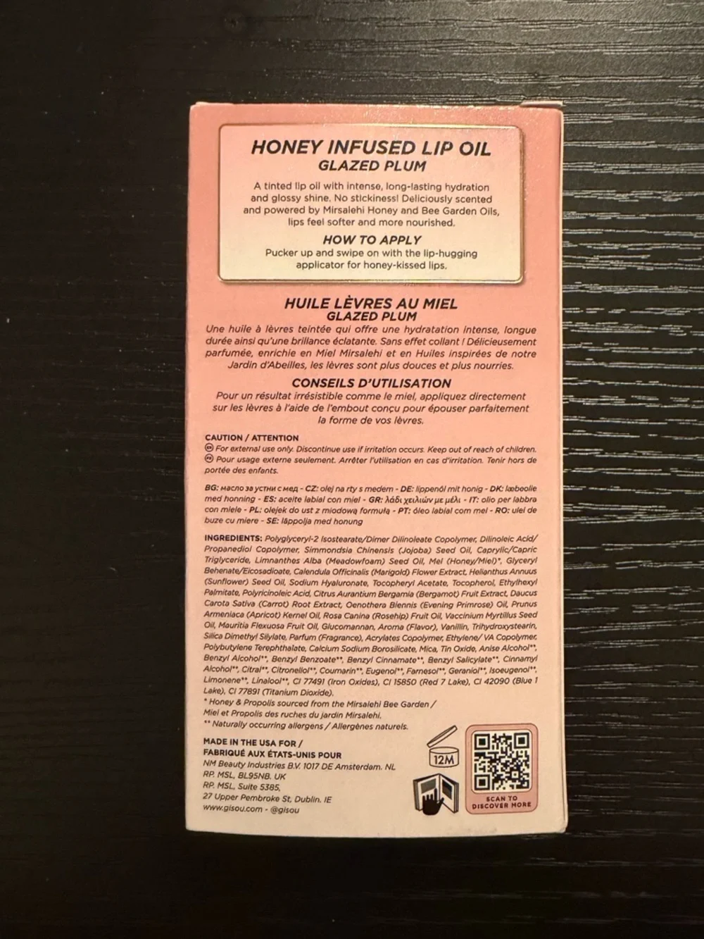 Gisou Honey Infused Lip Oil Glazed Plum NIB Full Size 8ml